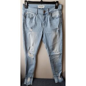 ENJEAN Women's Light Wash Distressed Skinny Jeans Size‎ 3 Stretch Denim
